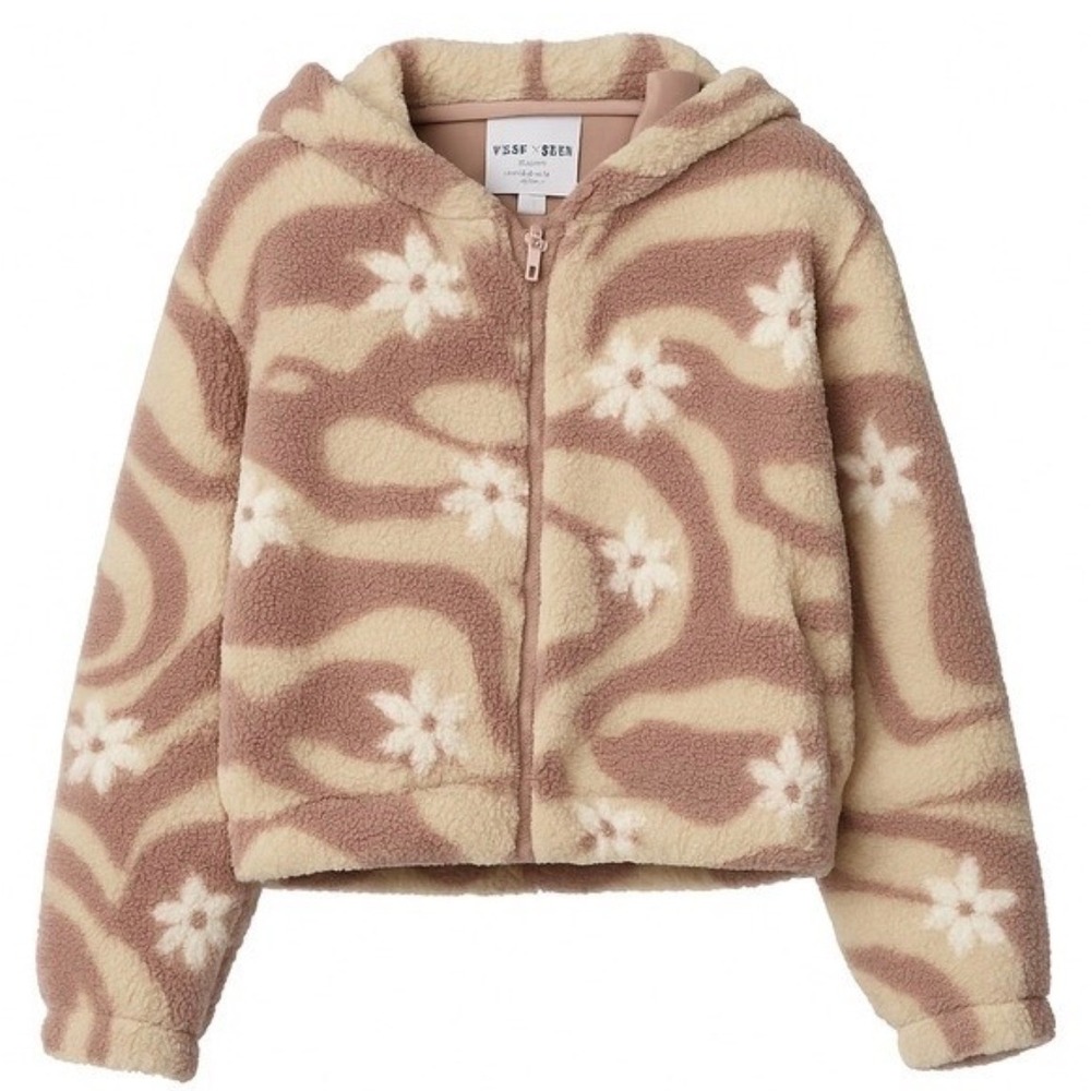 Wild Rose Los Angeles Womens‎ Daisy Sherpa Fleece Zip Hoodie Size Medium